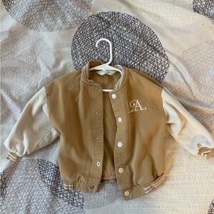 LA Tan and Cream Letterman Jacket